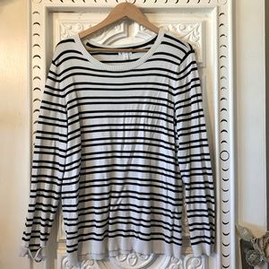 Women’s XL White Black Striped Sweater Elbow Pads Aubree Elbow Patch Pullover